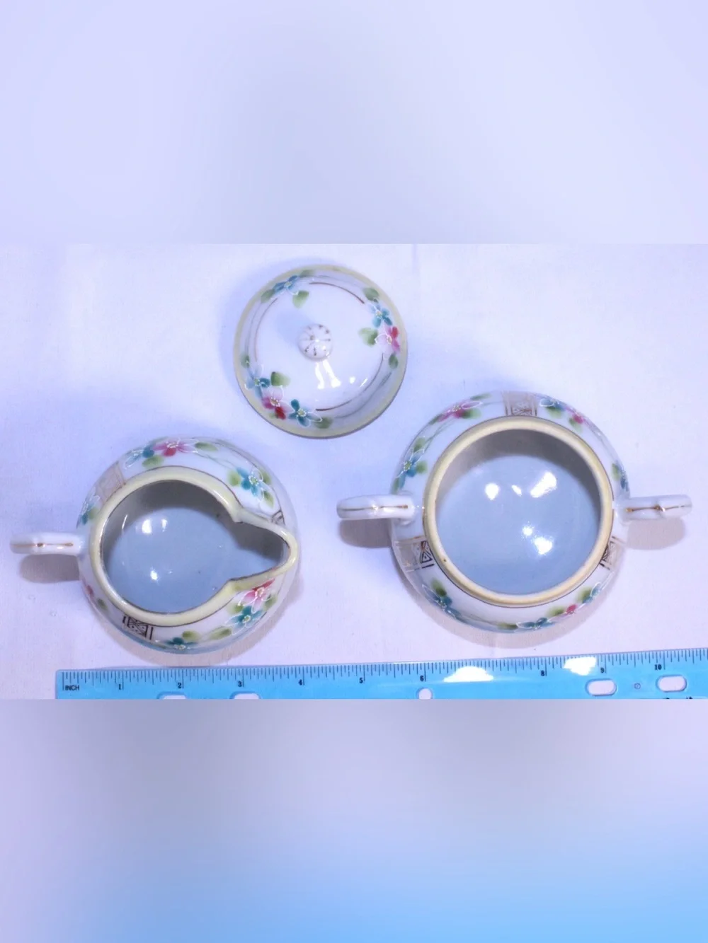 Vintage Art Deco styled Nippon porcelain creamer and sugar bowl set